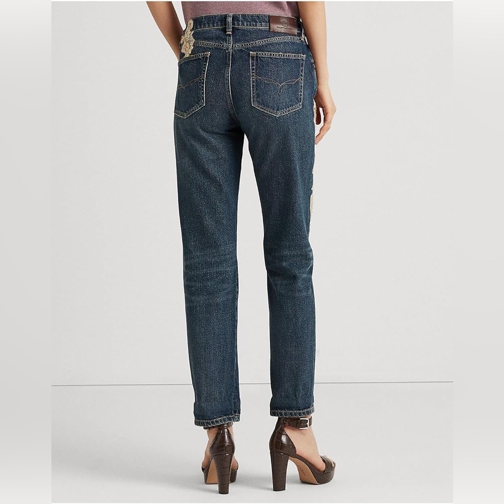 Lauren Ralph Lauren Women's Embellished Mid-Rise Jeans Blue - Picture 2 of 4